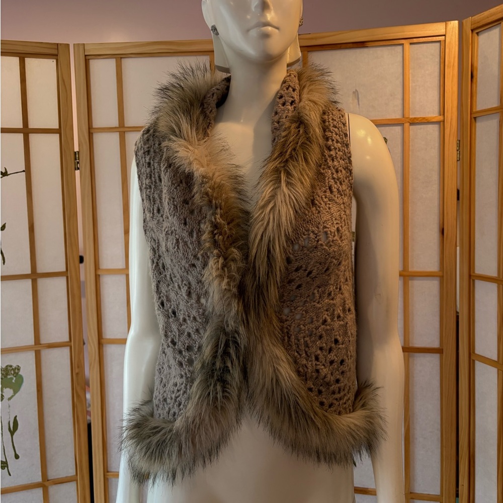 INC International Concepts Vest with Fur Trim